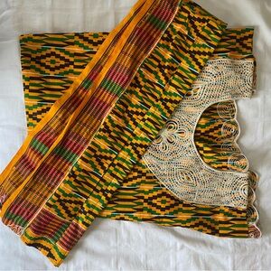 Handmade Ghanaian kente dress w/ Shall